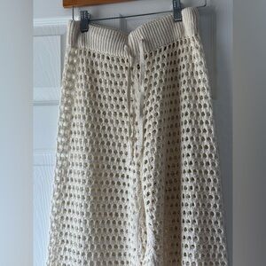 AERIE Women’s Crochet Vacay Pant Swim Cover Up One Size White Beach Vacation NWT